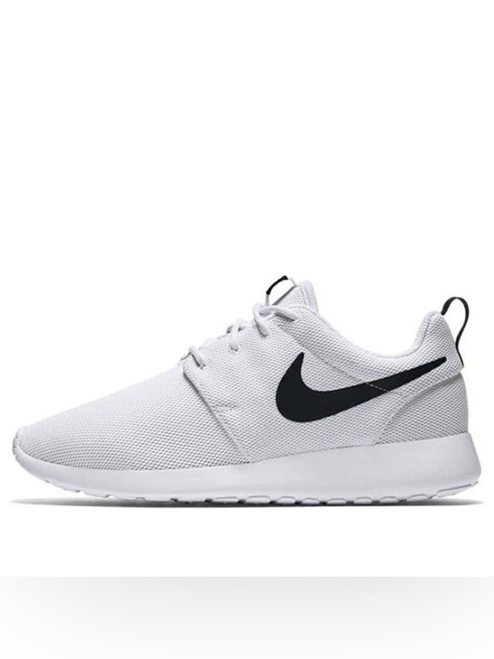 Nike Roshe One White Mesh Runner with Black Swoosh Sneakers